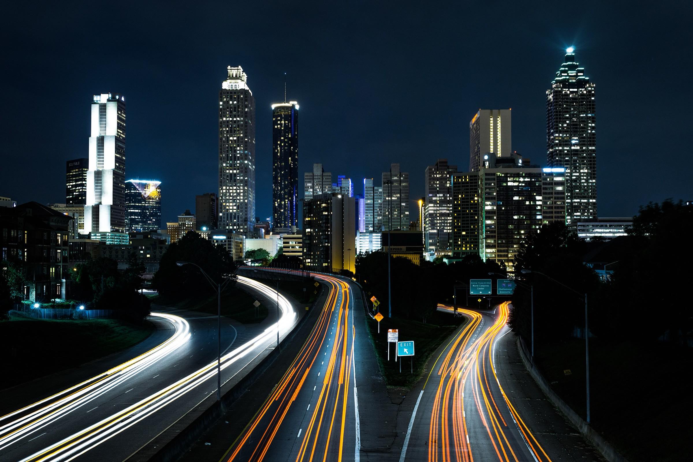 The Atlanta skyline at night